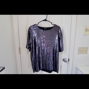 Topshop All Over Sequin Going Out T-Shirt
